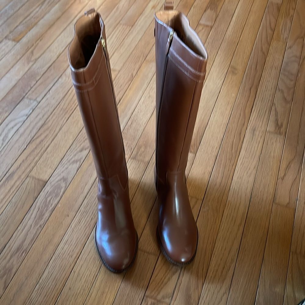 Talbots Leather Tish Tie Equestrian Inspired Ladies Tall Boots